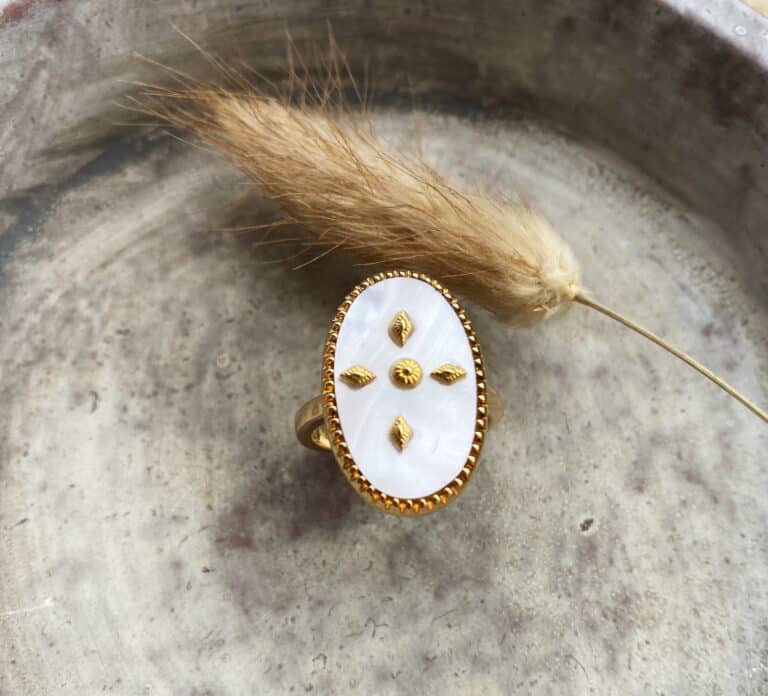 Bague nacre plaqué or niiki. sohaia bijoux