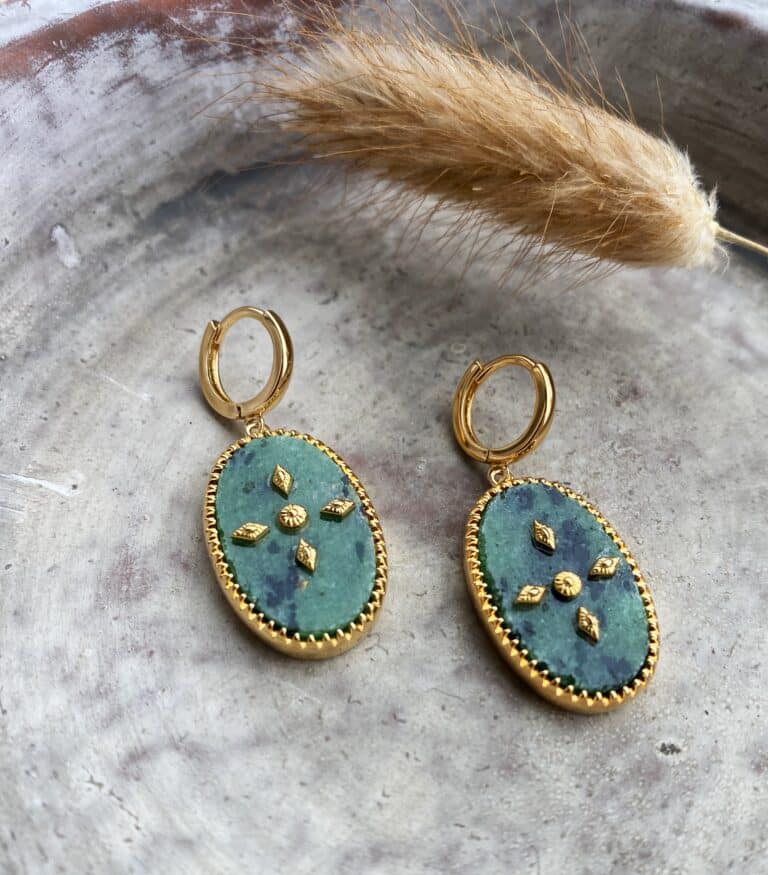 bijoux fantaisie haute qualité boucles d oreilles rubis zoisite plaqué or Niiki Sohaïa