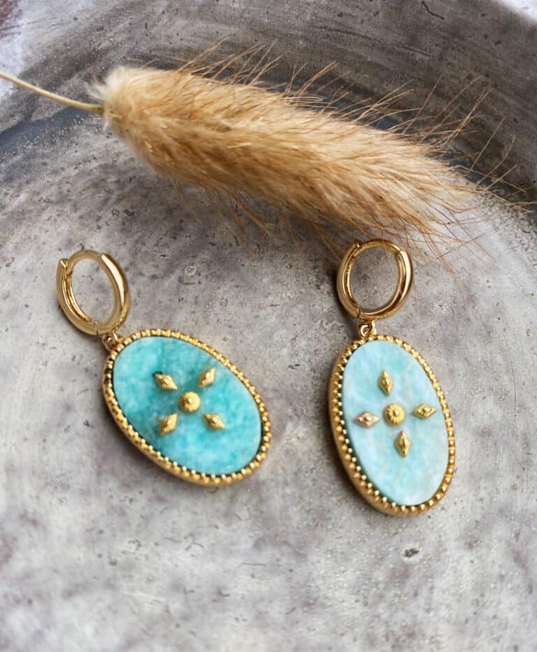 boucles d oreilles amazonite plaqué or Niiki Sohaïa