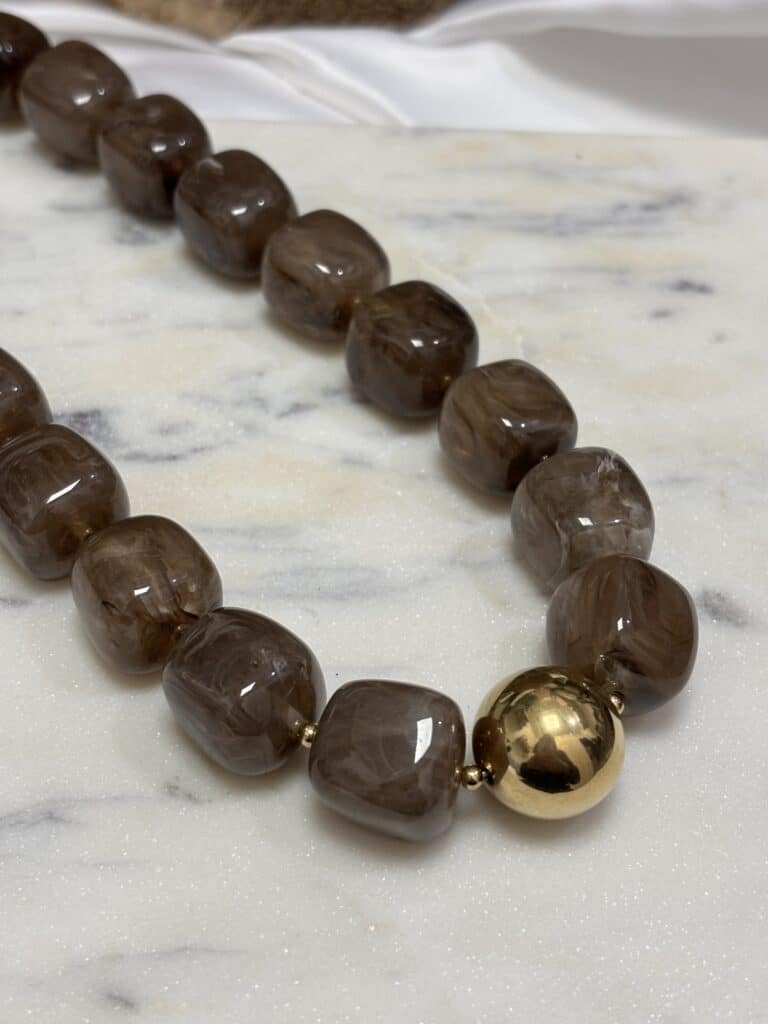 Collier oedipe zag acier inoxydable perles