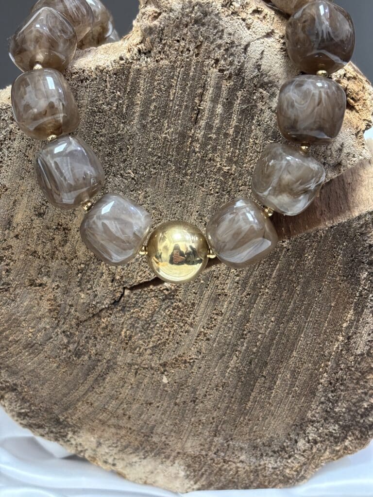 Collier oedipe zag acier inoxydable perles