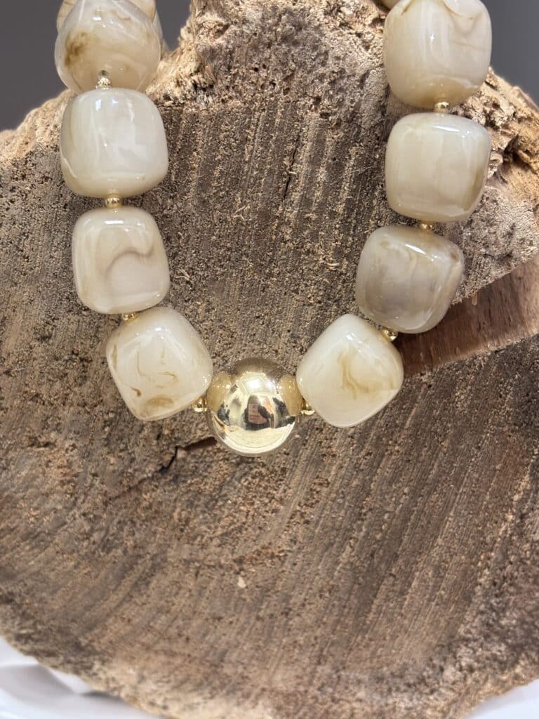 Collier oedipe zag acier inoxydable perles