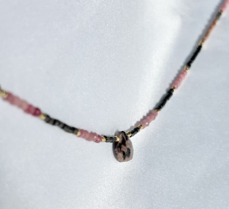 collier sohaia bijoux acier inoxydable rhodonite
