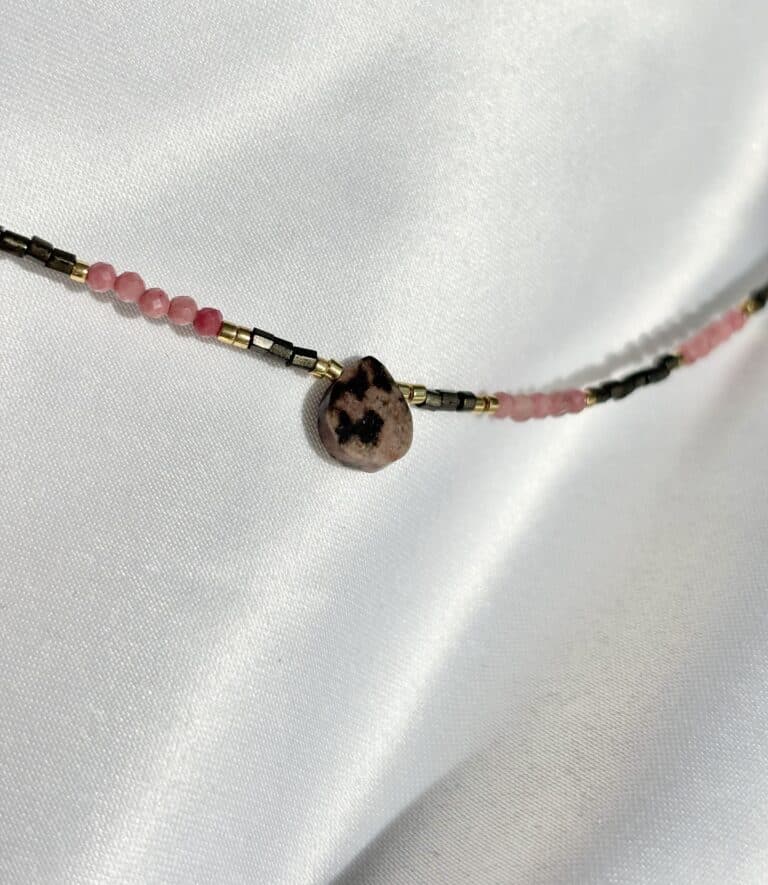 collier sohaia bijoux acier inoxydable rhodonite