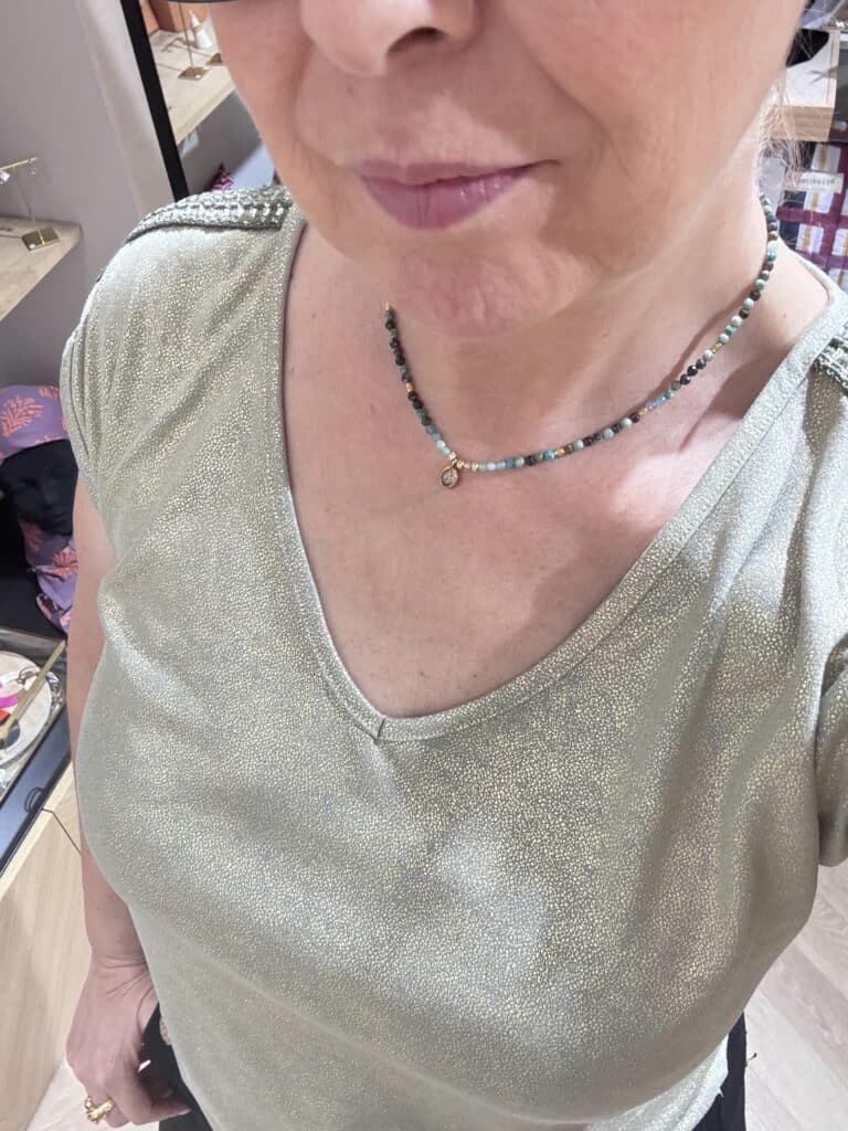 collier acier inoxydable pierre fine chez sohaia