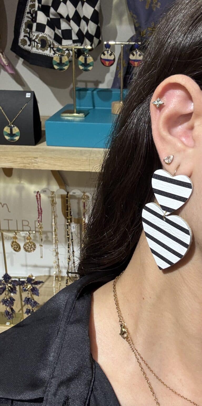 boucles d'oreilles demisel créatrice cuir sohaia bijoux