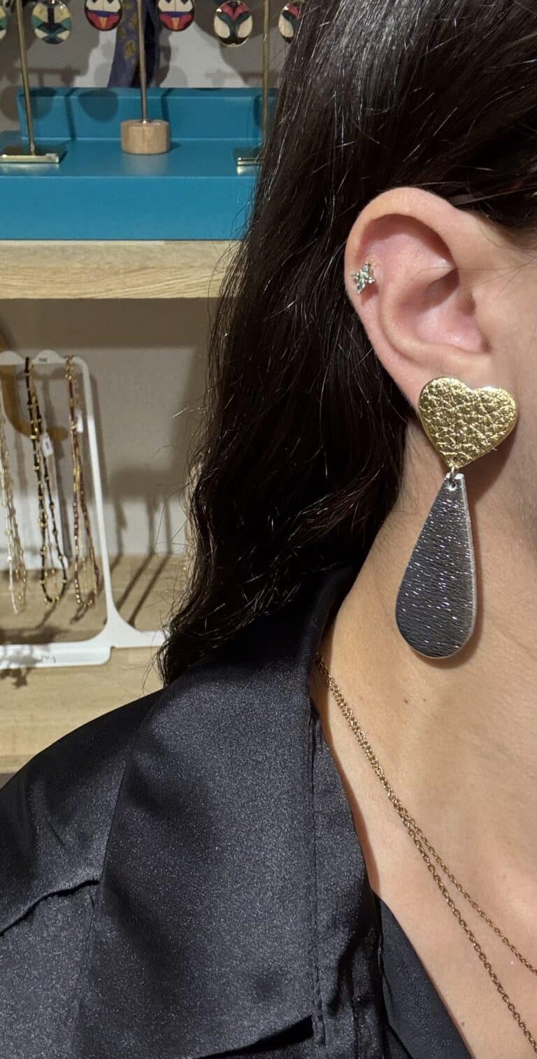 boucles d'oreilles demisel créatrice cuir sohaia bijoux