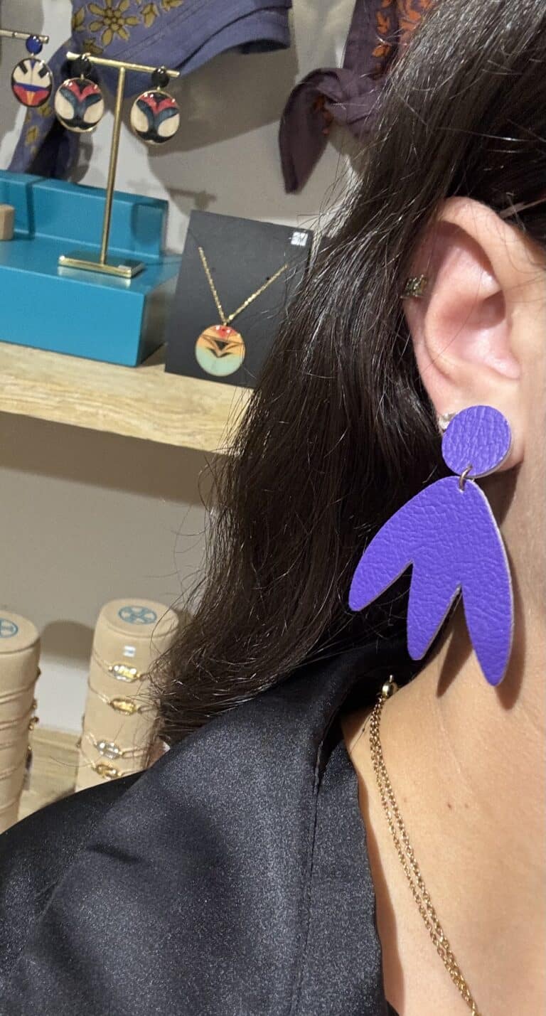 boucles d'oreilles demisel créatrice cuir sohaia bijoux
