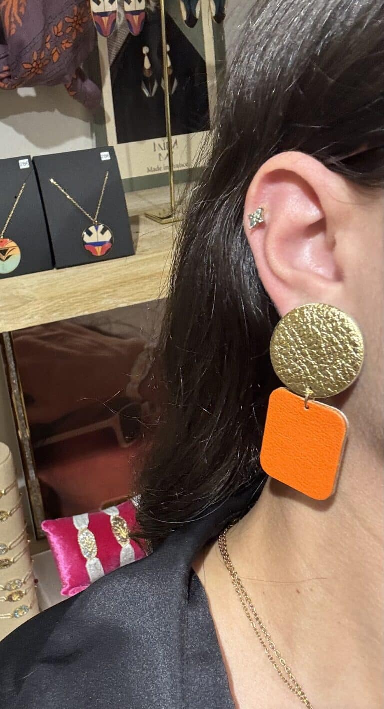 boucles d'oreilles demisel créatrice cuir sohaia bijoux