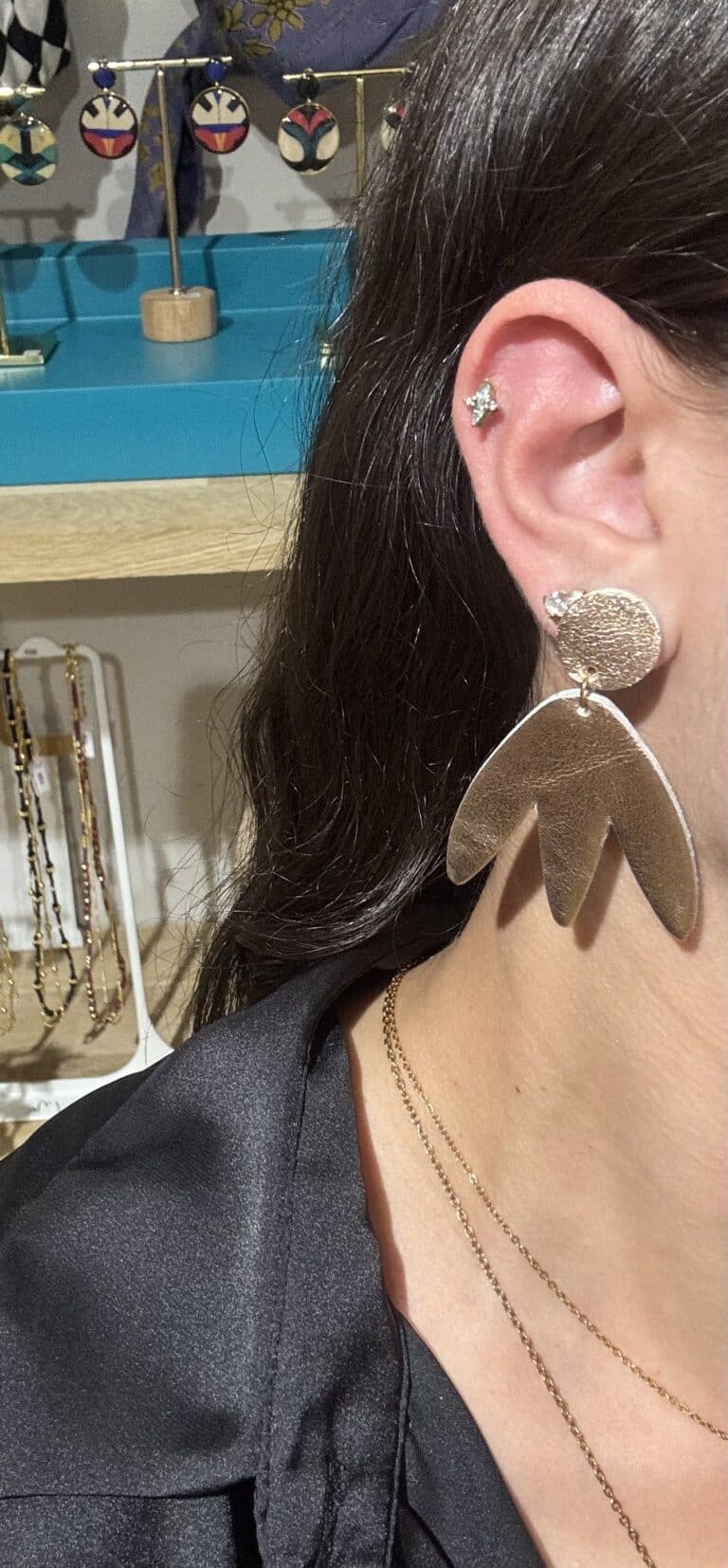 boucles d'oreilles demisel créatrice cuir sohaia bijoux