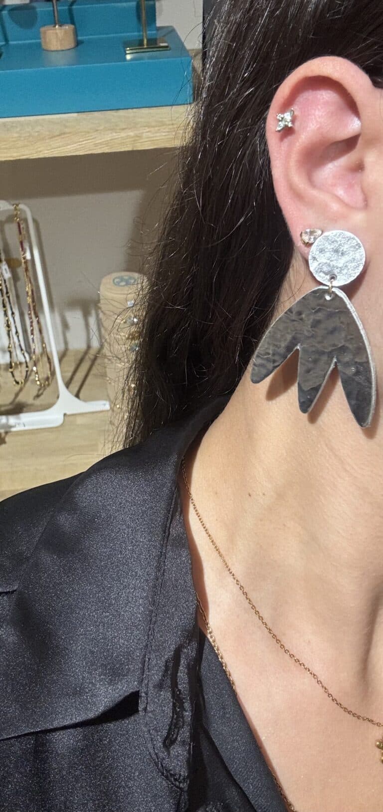 boucles d'oreilles demisel créatrice cuir sohaia bijoux