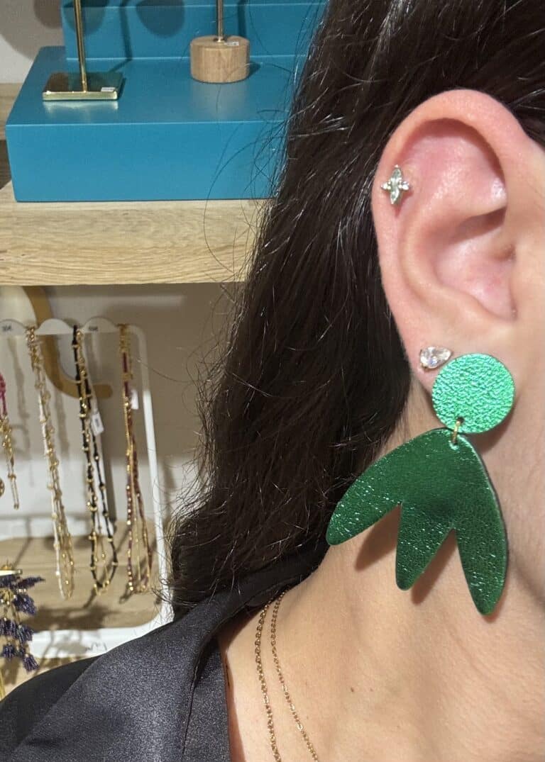 boucles d'oreilles demisel créatrice cuir sohaia bijoux