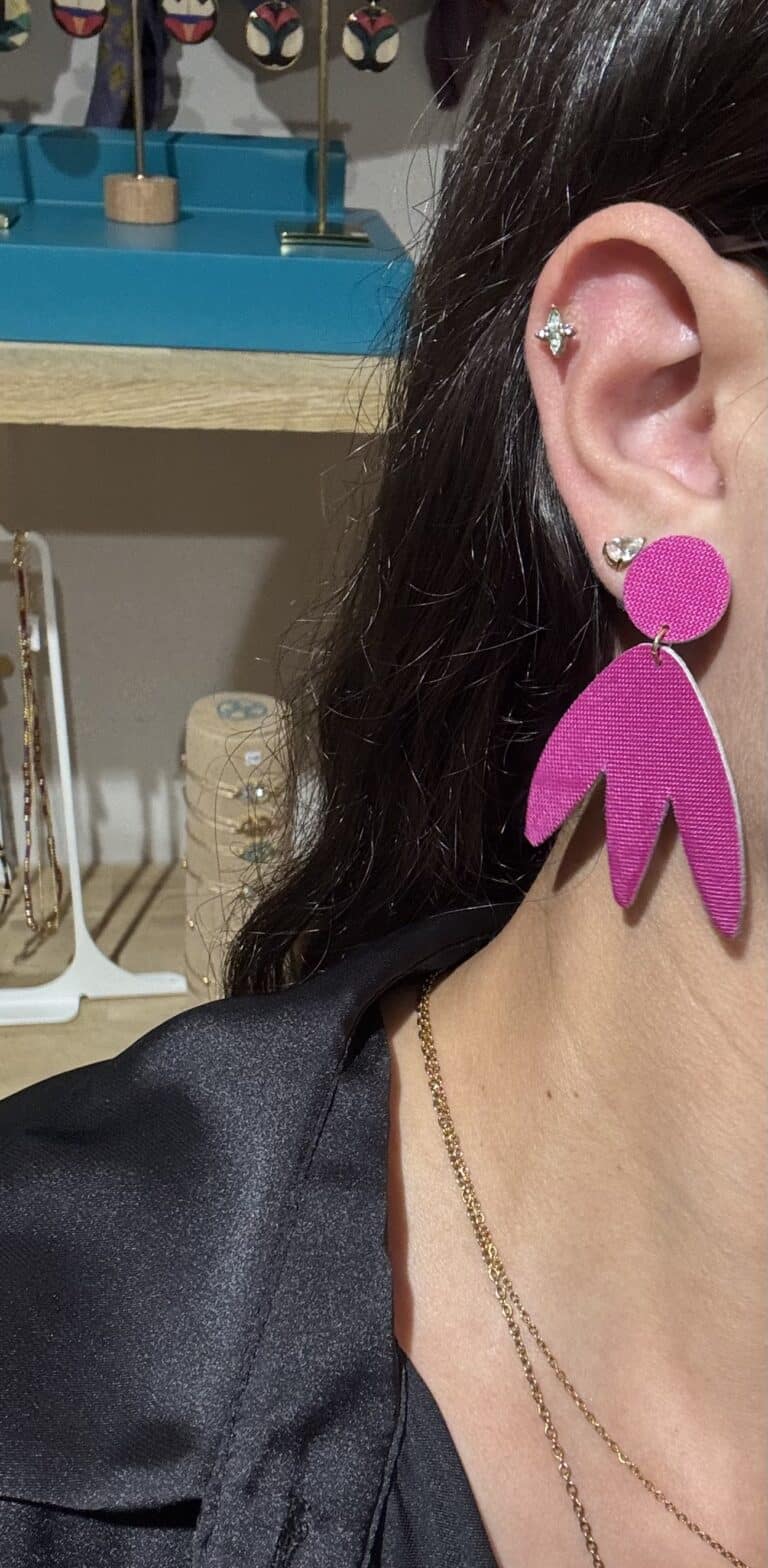 boucles d'oreilles demisel créatrice cuir sohaia bijoux