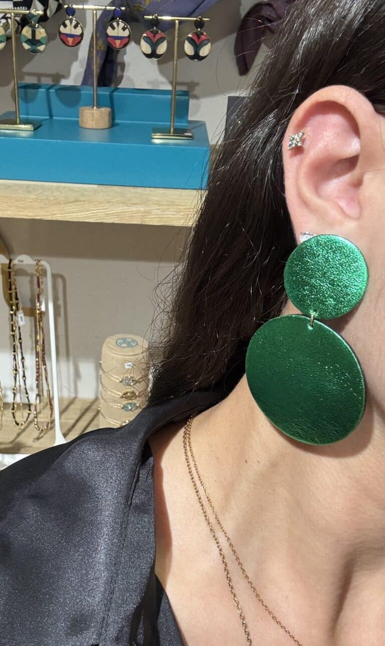 boucles d'oreilles demisel créatrice cuir sohaia bijoux