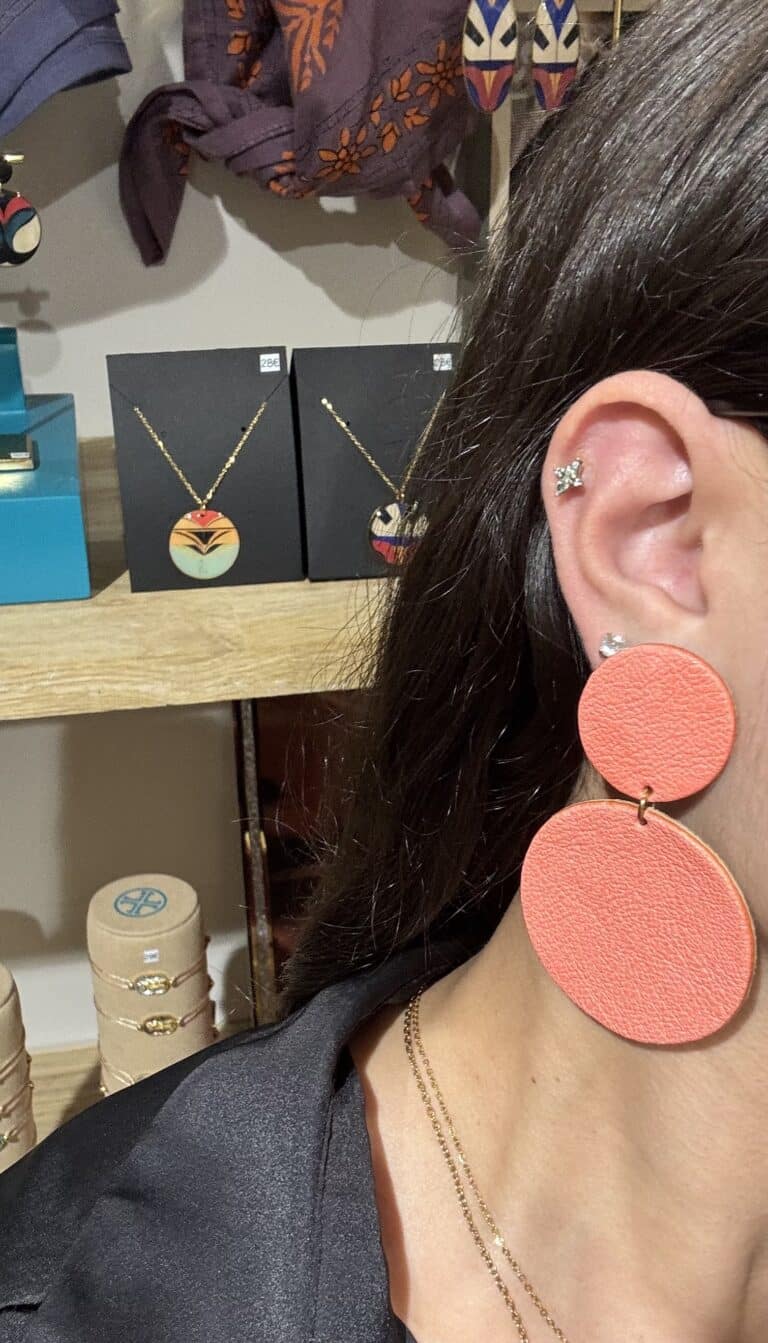 boucles d'oreilles demisel créatrice cuir sohaia bijoux