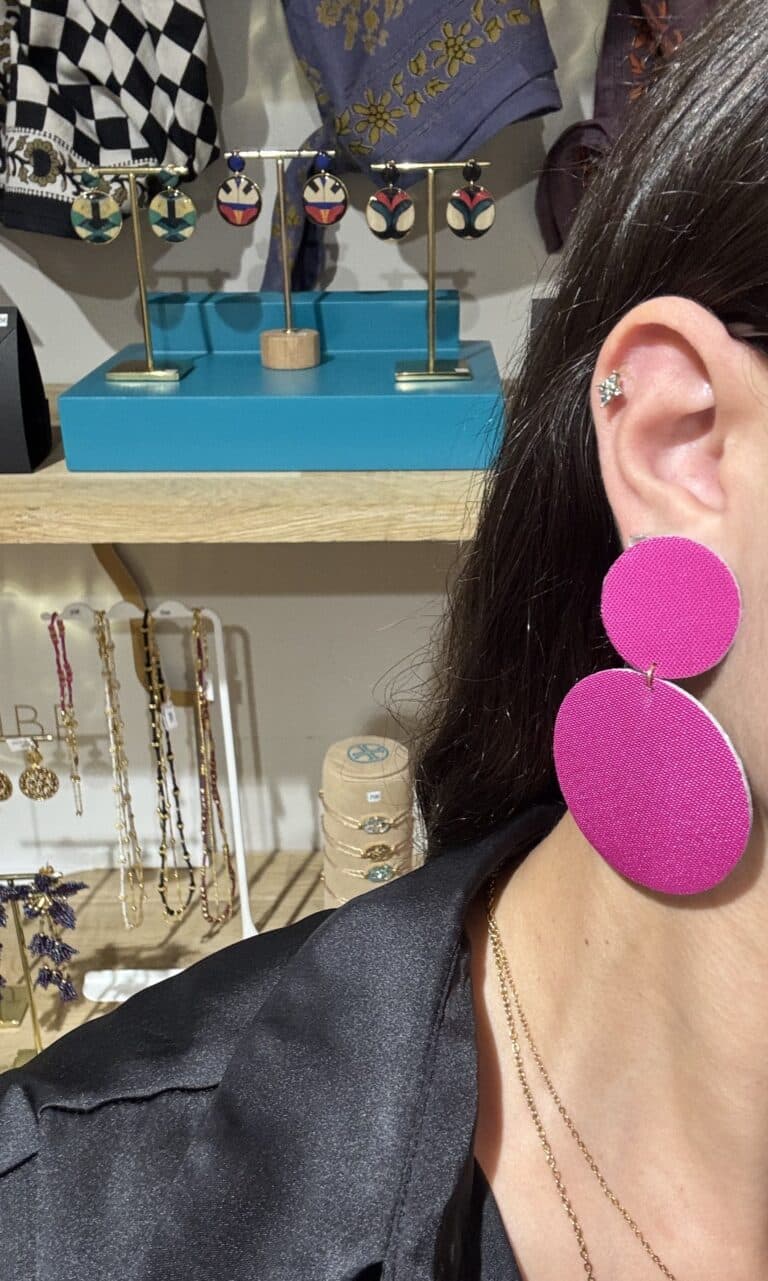 boucles d'oreilles demisel créatrice cuir sohaia bijoux