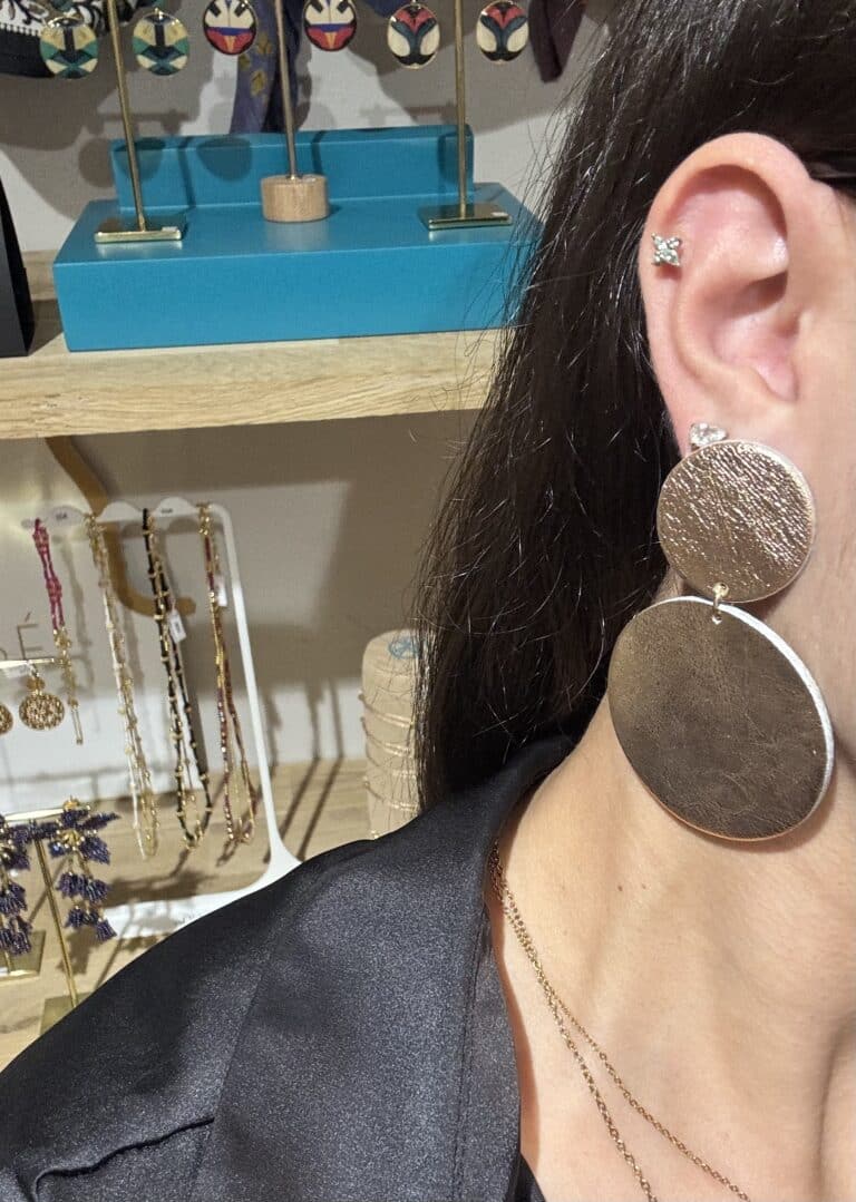 boucles d'oreilles demisel créatrice cuir sohaia bijoux